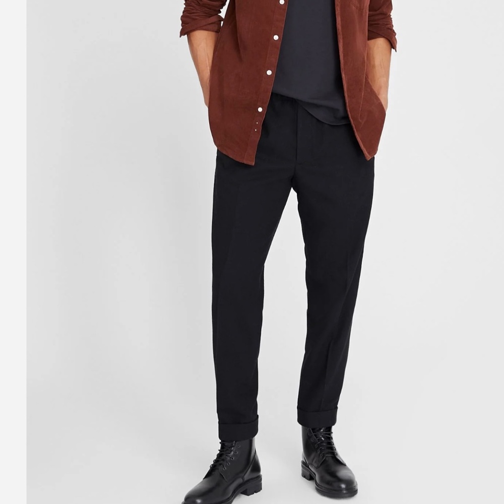 Men’s black Club Monaco Trouser with elastic waist and interior drawstring